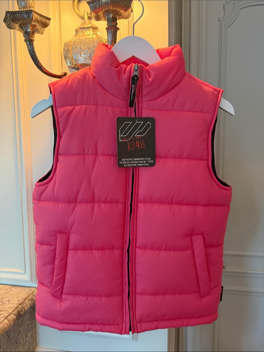 NWT Cute Hot Pink Puffer Vest Girls Size 12